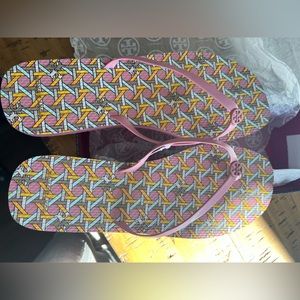 Pink Tory Burch flip flops